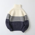 thumbnail image 6 of OGLCCG Boys Qurter Zip Pullover Sweater Casual Long Sleeve Turtleneck Cable Knit Sweater for Kids Fall Winter Soft Color Block Jumper 5-14 Years, 6 of 8