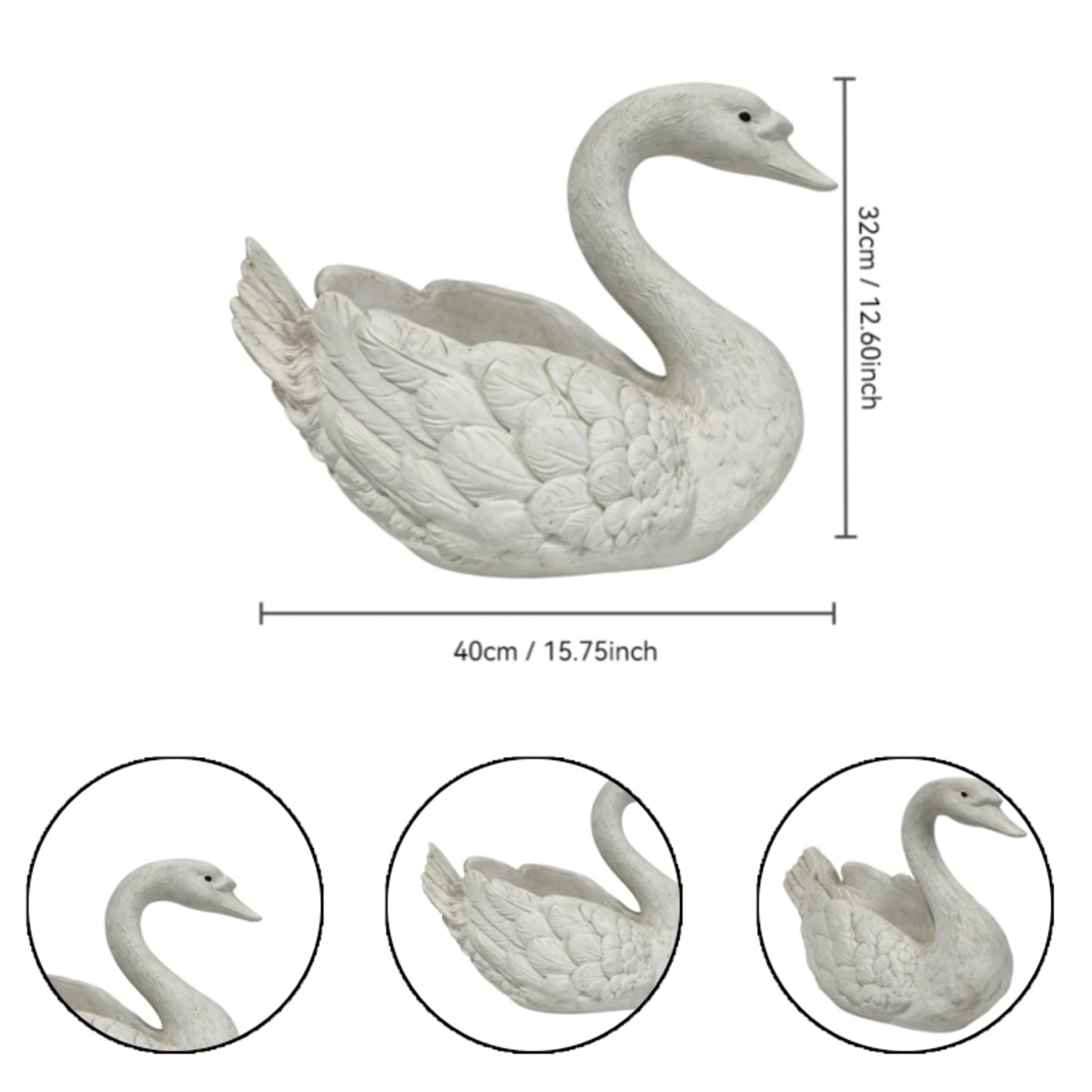 GDF Studio White Swan Statue Planter, Weather-Resistant Resin Garden Flower Pot Sculpture for Pond Patio Lawn Backyard