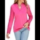 thumbnail image 2 of Blusa Elegante de Encaje con Cuello en V para Mujer, Larga, con Ojales, Estilo Floral para Fiestas. Rosa Roja S, 2 of 6