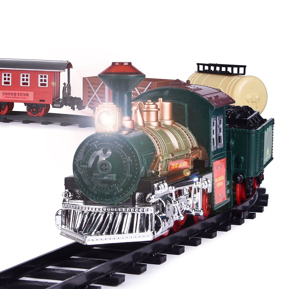 Mini Electric Train Toy Voice Broadcast Compatible With Wooden Rail Child Gift 