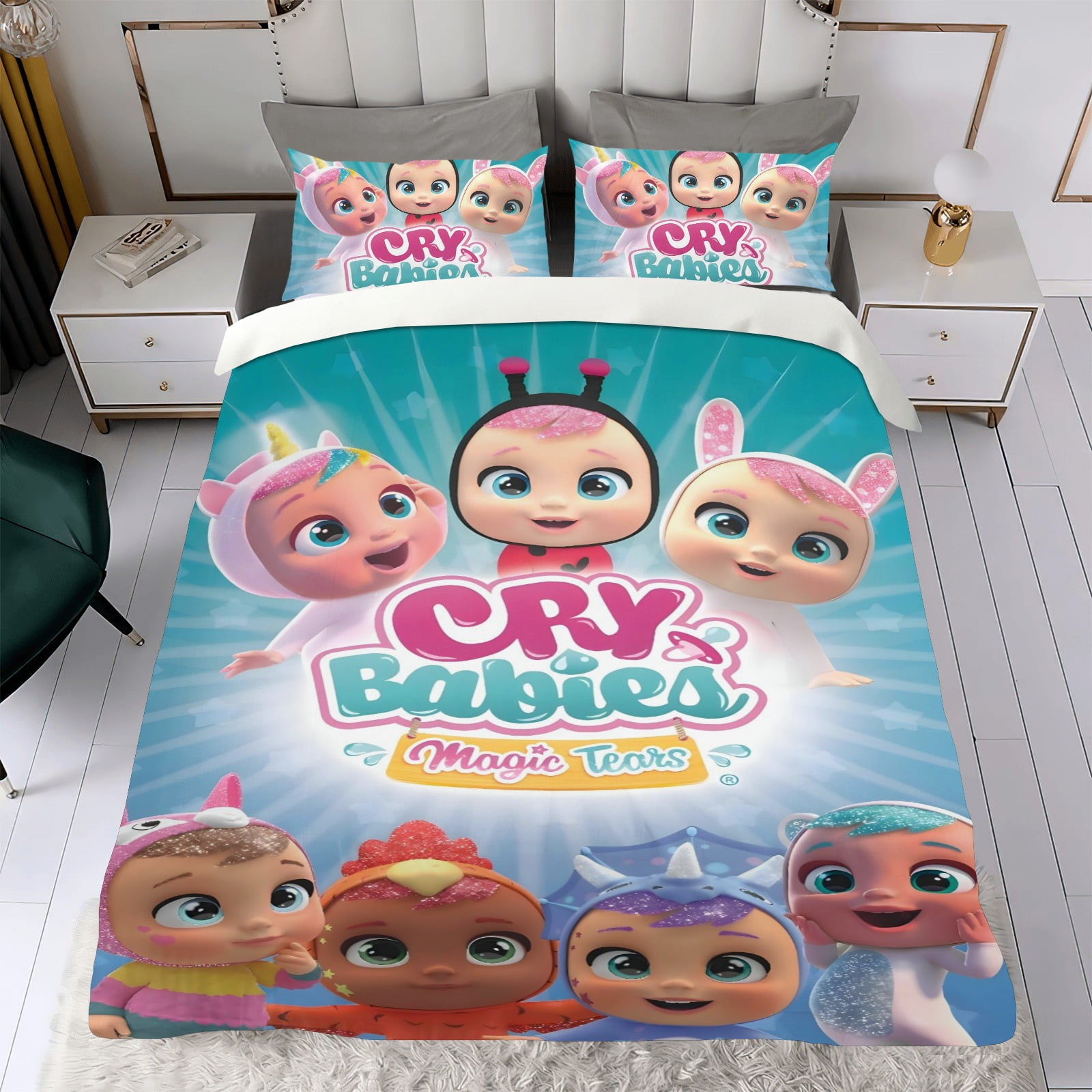 Cry Babies Baby-themed Bed Sheet Set Three Piece Set Comfortable And Skin Friendly Unique Design Home Decor Gifts For Family Friends fans36x75Inches（90*190cm）