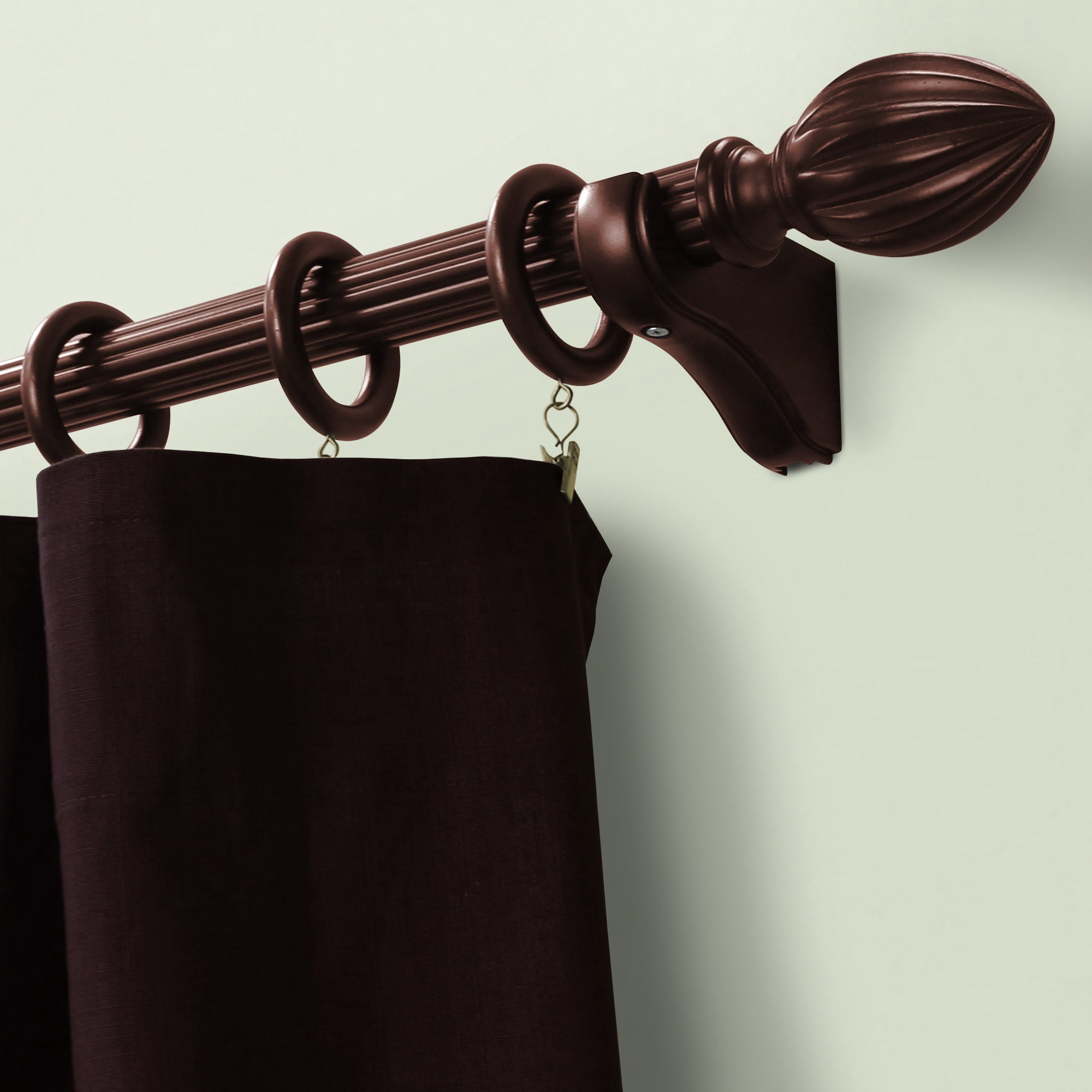 Lumi Mix and Match Wood Bullet Finials in Ant. Mahogany for 1-3/8 in. dia. wood rod pole (2-Pack)