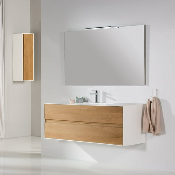 Eviva Elisa 32 Inch White and Oak Wall Mount Bathroom Vanity