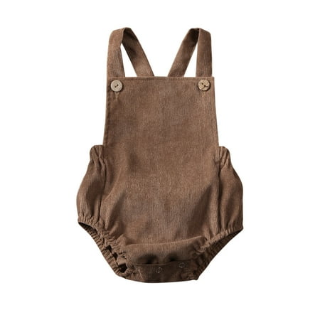 

wybzd Newborn Toddler Baby Boy Girl Summer Romper Sleeveless Backless Jumpsuit Outfits Sunsuit Brown 12-18 Months