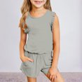thumbnail image 2 of LUOGENLI Little Girls Outfits 5T Outfits for Teen Kids Girls Child Sleeveless Solid T Shirt Girls Tops Ruffles Vest Shorts Set Back to School Outfits for Girls 7-8 9-10 Years, 2 of 5