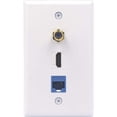 thumbnail image 1 of HDMI Ethernet Coax Wall Plate, 3-Port Faceplate with RJ45 Cat6 Keystone Female to Female Coupler & HDMI Keystone Jack Insert & Coaxial F-Type RG6 Keystone Jack, 1 of 6