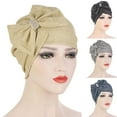 thumbnail image 6 of NIBOLOG Turban Cap Solid Color Cross Shape Lady Bow-knot No Brim Indian Turban Hat for Spa, 6 of 8