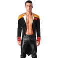 thumbnail image 2 of iiniim Mens Circus Magic Show Outfit Open Front Lapel Velvet Tailcoat Jacket with Accessories Set Black 3XL, 2 of 7