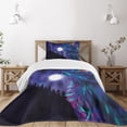 thumbnail image 5 of Ambesonne Moon Quilted Bedspread Set 2 Pcs, Aurora Borealis and Wolf, Twin Size, Indigo Aqua Magenta, 5 of 6