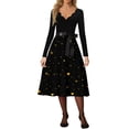thumbnail image 3 of Fgvctg Valentine'S Day Tea Party Dresses For Women Date Night Vintage Cocktail 1950S Tea Dress Cute Heart Print V Neck Dress Oversized Romantic Long Sleeve Clothes Soft Outfit Gold M, 3 of 4