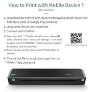 HPRT MT800 A4 Portable Thermal Transfer Printer Wireless&USB Connect with Mobile Computer for Office School Car Travel Printer with 1pc Ribbon Roll Compatible with Windows System Inkless Pri