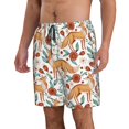 thumbnail image 2 of KLL Foxes and Floral Harmony Men's Casual Summer Beach Shorts Hawaiian Shorts with Pockets-3X-Large, 2 of 5
