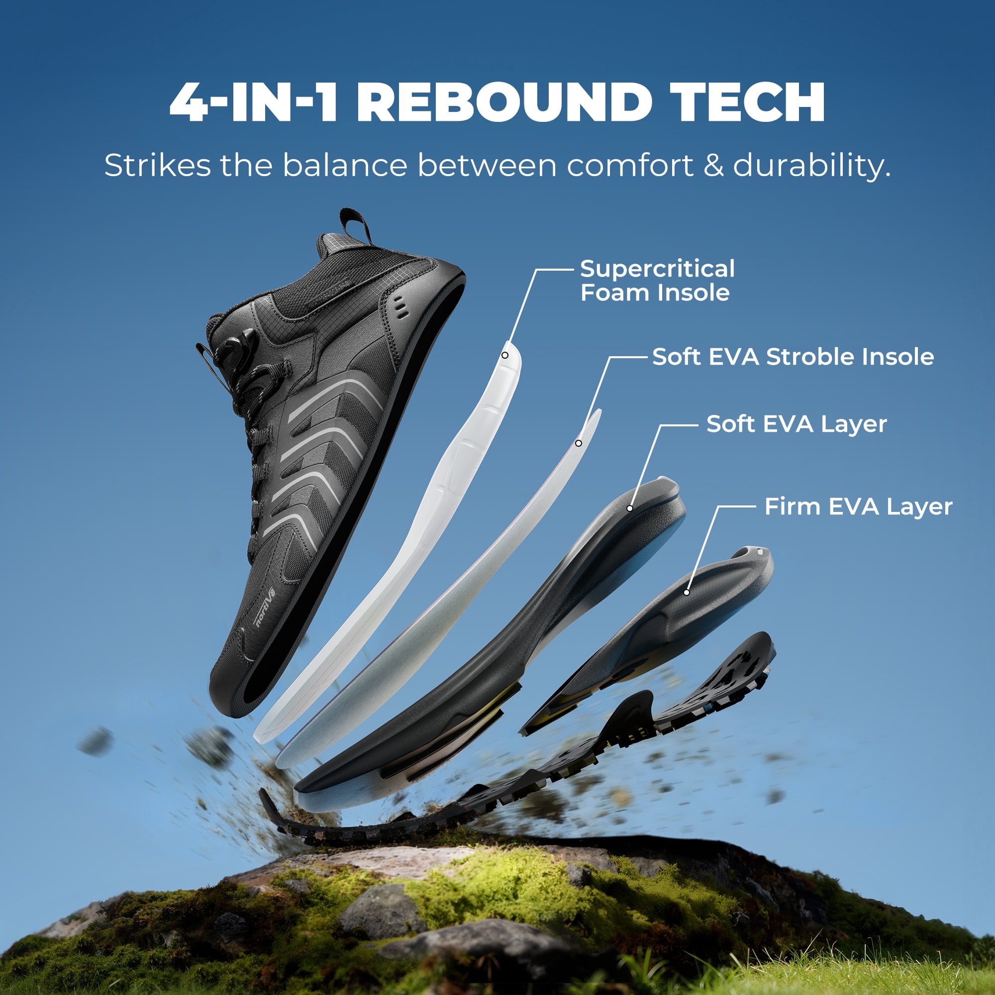 NORTIV 8 Men's Waterproof PRO Hiking Boots Lightweight Outdoor Trekking Camping Climbing Shoes for All Day Comfort Armadillo FieldLite