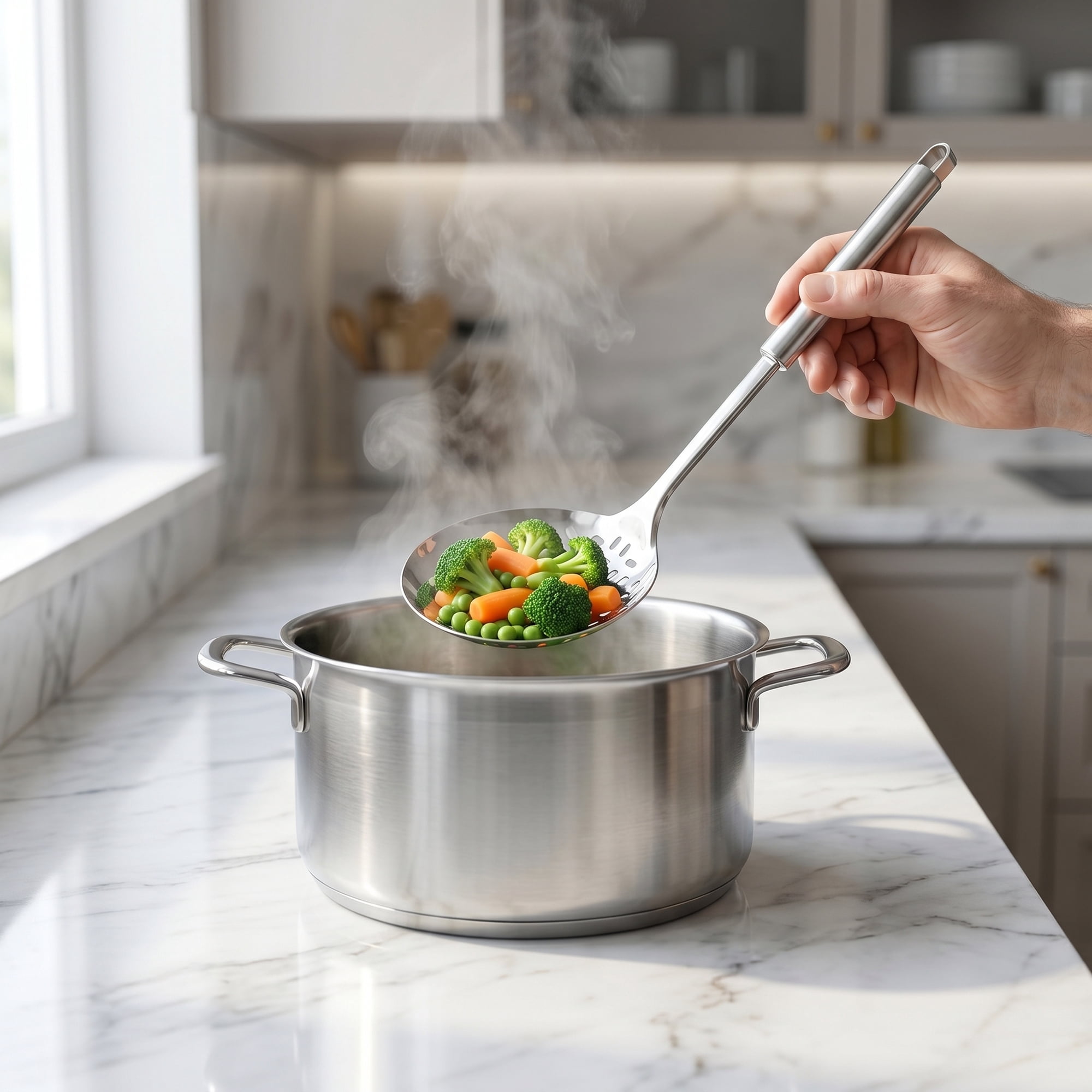 Unique Bargains Stainless Steel Spoon Safe for Non Stick Cookware Slotted spoon 15.9"x4.5"