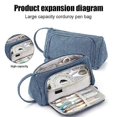 thumbnail image 4 of Corduroy Pencil Case Large Capacity Simple Blue for Women, 4 of 5