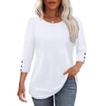 thumbnail image 2 of Blusa blanca OFEEFAN de manga 3/4 talla grande 2XL, 2 of 5