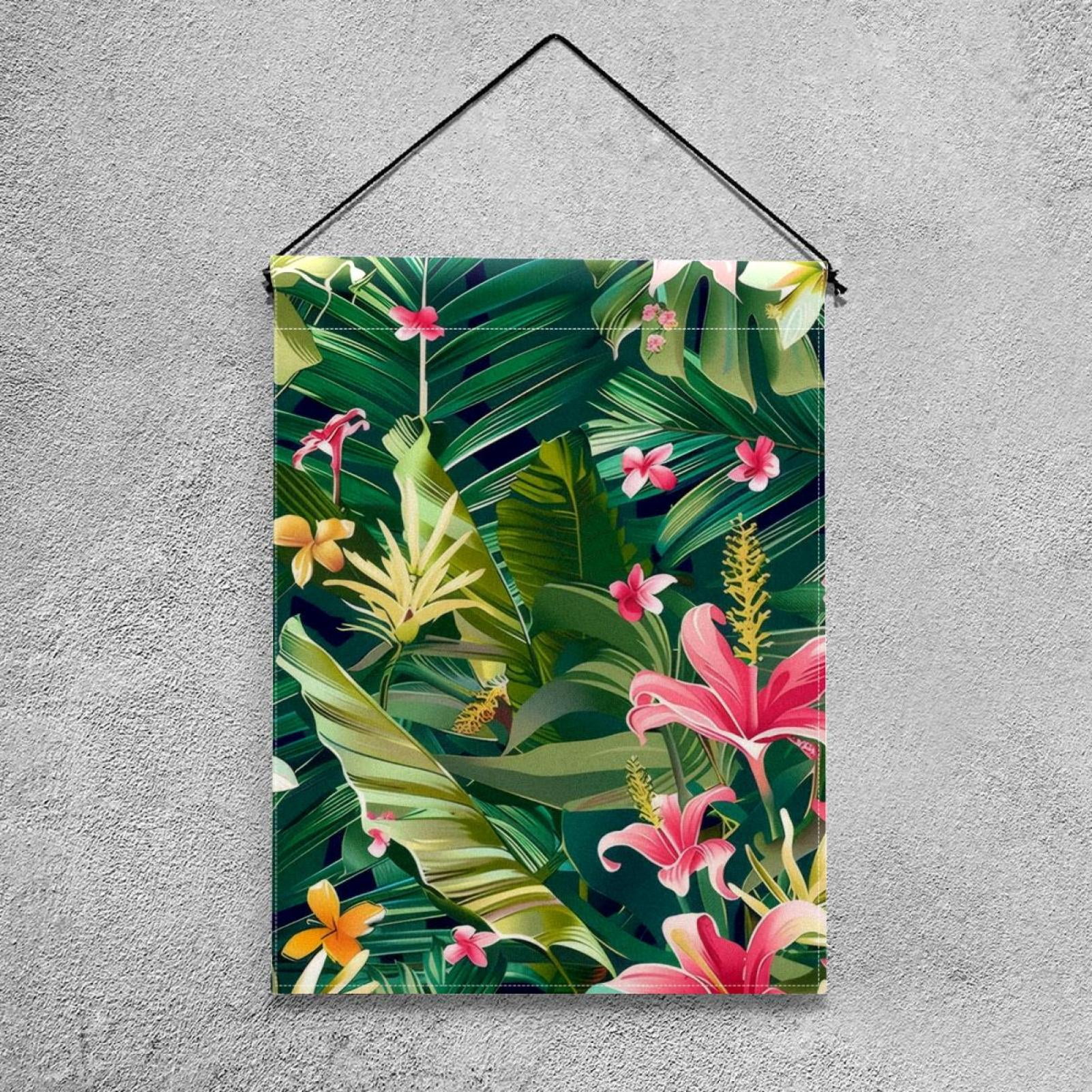 Tropical Floral Pattern Double Sided Garden Flag Decorative Weather Resistant Yard Flag, Large DIY Vertical Flag for Farmhouse Patio Lawn, 28x40 Inch