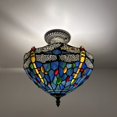 thumbnail image 2 of Tiffany Ceiling Lights Fixture Blue Stained Glass Dragonfly 12-Light LED Bulbs Included for Living Room Bedroom Kitchen, 2 of 6