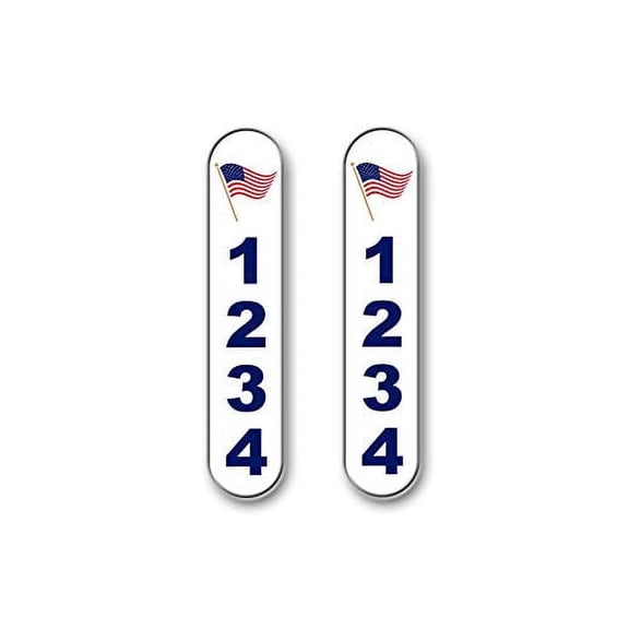 2 Highly Reflective Mailbox Address Plaques … (American Flag Waving)