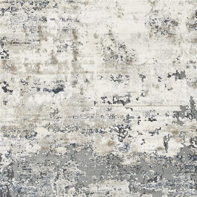 HomeRoots 353001 5 ft. 3 in. x 7 ft. 7 in. Polyester Ivory & Teal Area Rug
