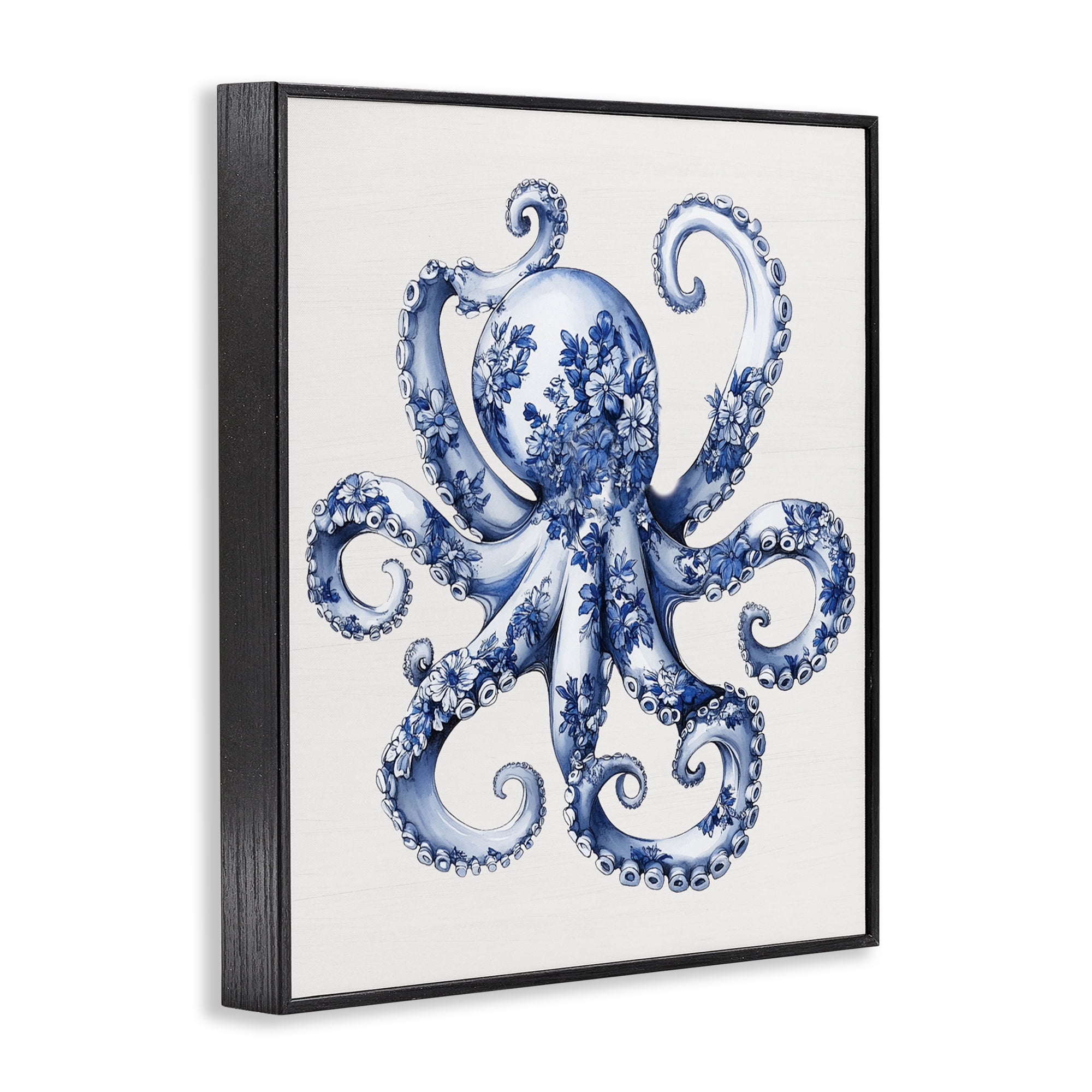 Funky Toile Octopus Black Framed Giclee Art, design by Lettered and Lined