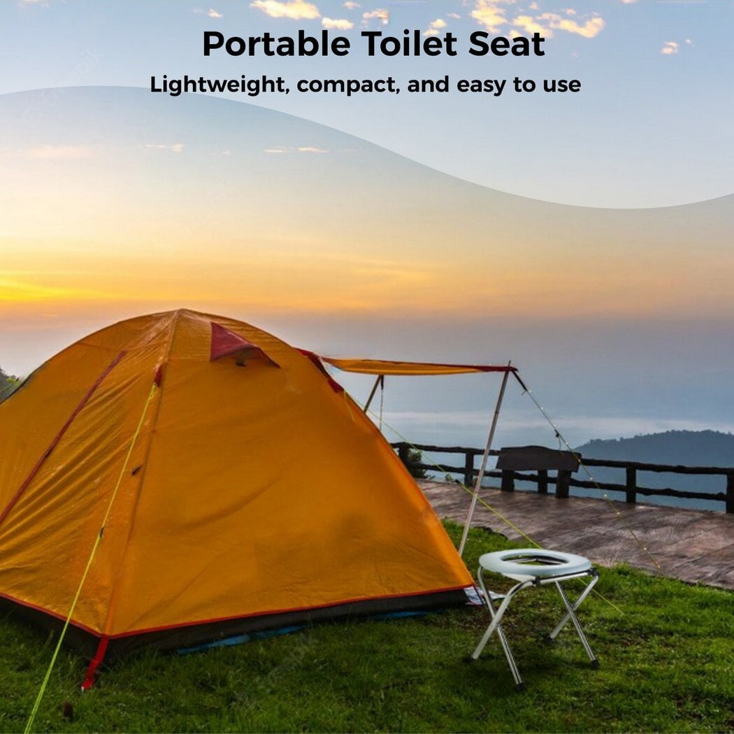 Portable Toilet Seat, Collapsible Commode with Waste Bags, Compact