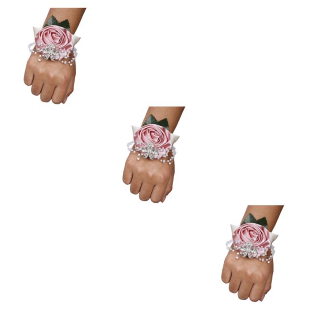 Yuarrent Ramillete de muñeca ligero con forma de rosa, accesorio elegante y femenino, elástica cómoda N9 champagne Type1 NO1