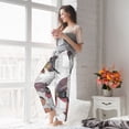 thumbnail image 4 of Uemuo Vintage Butterflies Pattern Women's Wide Leg Palazzo Lounge Pants with Pockets Light Weight Loose Comfy Casual Pajama Pants-Large, 4 of 9
