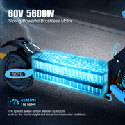 Electric Scooter Adults,5600W Dual Motor Commuter Scooter Up to 46MPH & 43 Miles Range,Dual Brake System and Shock Absorption,11 Vacuum Off-Road Tire Sports Folding E-Scooter