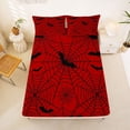 thumbnail image 5 of Homewish Gothic Halloween Spider Web Bed Sheets,Bat Spooky Pattern Full Size Sheets,Red Black,4pcs,1 Flat Sheet,1 Fitted Sheet and 2 Pillowcases, 5 of 6