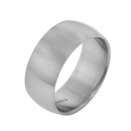 - 10mm Wide Mens Titanium Brushed Satin Wedding Band Ring