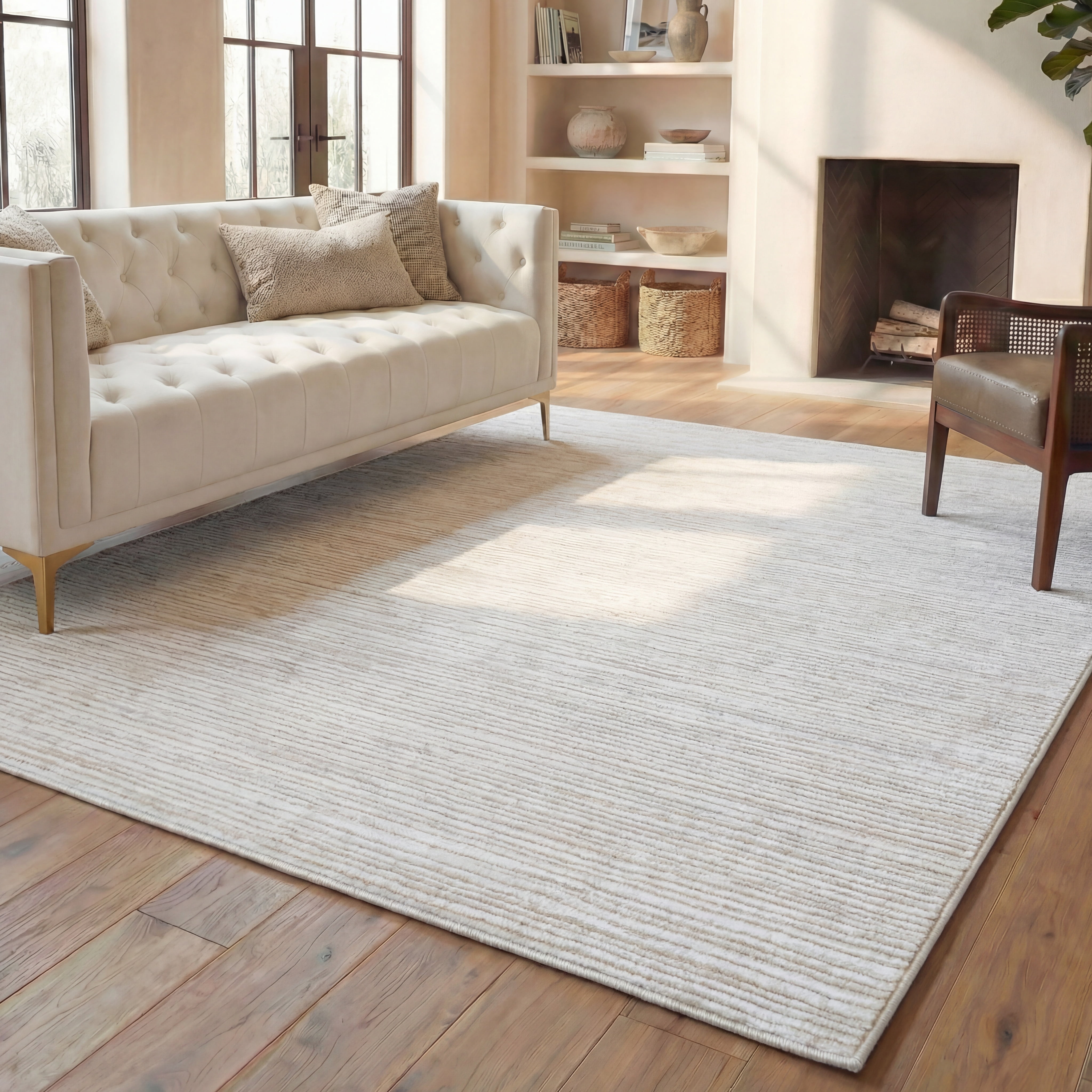 SAFAVIEH Vision Adrasteia Distressed Area Rug, Ivory, 12' x 12' Square - X-Large - Modern Design, Ivory, Non-Shedding & Easy Cleaning, Ideal for Living Room, Bedroom, Dining Space