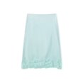 thumbnail image 5 of Mint Green Lace-Trimmed Satin Midi Skirt Elastic Waist Slip Style A-Line For Party Beach Streetwear, 5 of 8