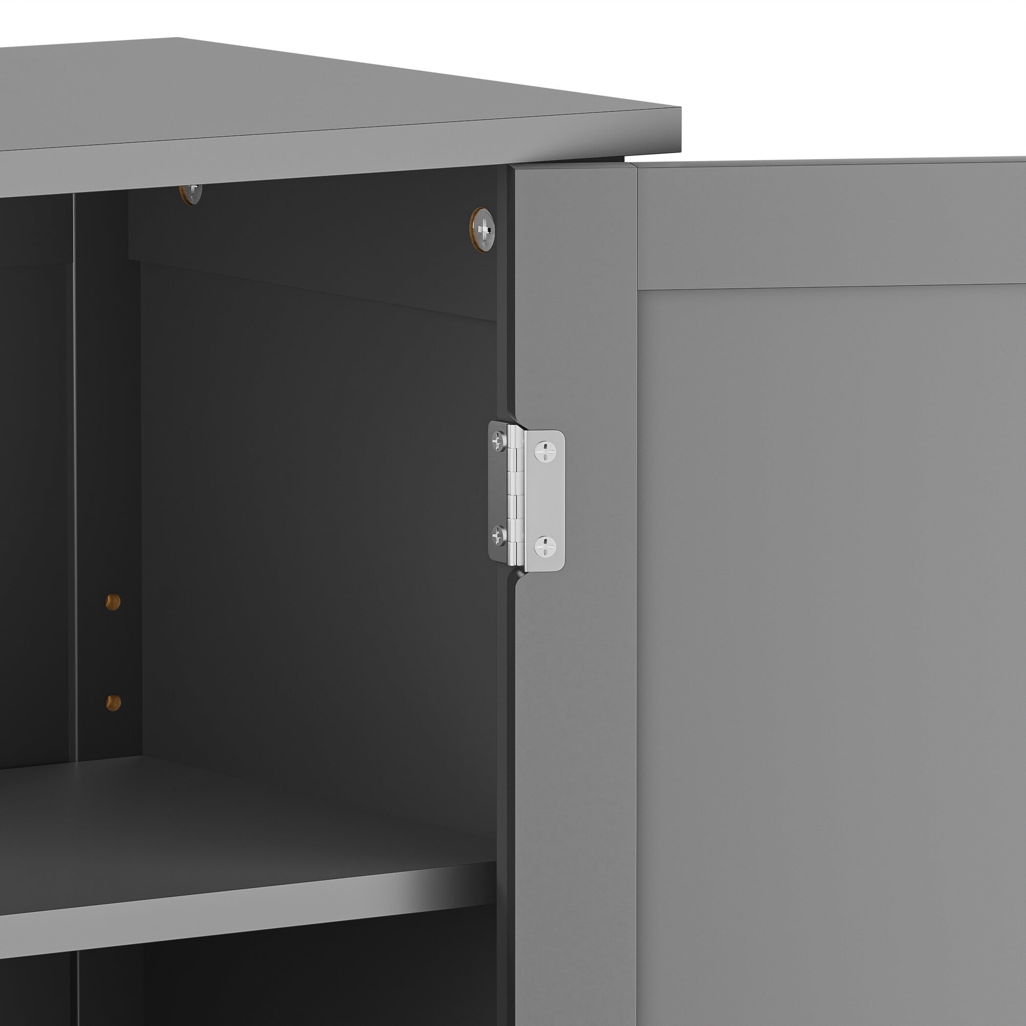 ZENY Wooden 2 Door Bathroom Cabinet Storage with 3 Shelves Free Standing 31.5" H, Gray