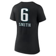 thumbnail image 3 of Women's DeVonta Smith Black Philadelphia Eagles Team Wordmark Player Name & Number V-Neck T-Shirt, 3 of 3