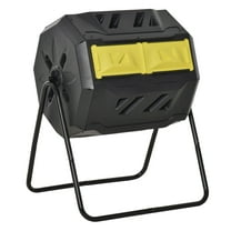 Tumbling Compost Bin Outdoor 360° Dual Chamber Rotating Composter 43 Gallon Yellow