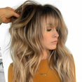 thumbnail image 3 of Perruque Ondulée Naturelle pour Femmes Brun Blond Synthétique Cheveux Longs Complets, 3 of 10