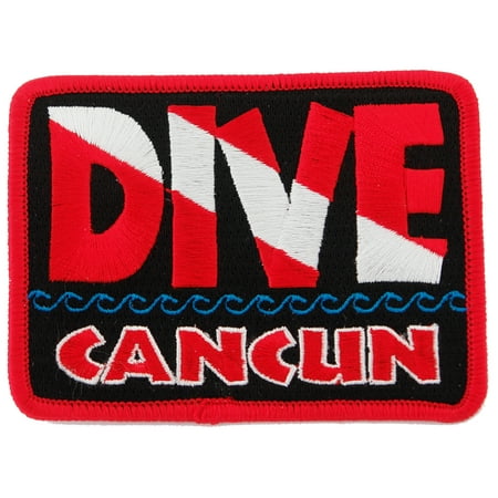 Dive Cancun Embroidered Iron-on Scuba Diving (Best Diving In Cancun)