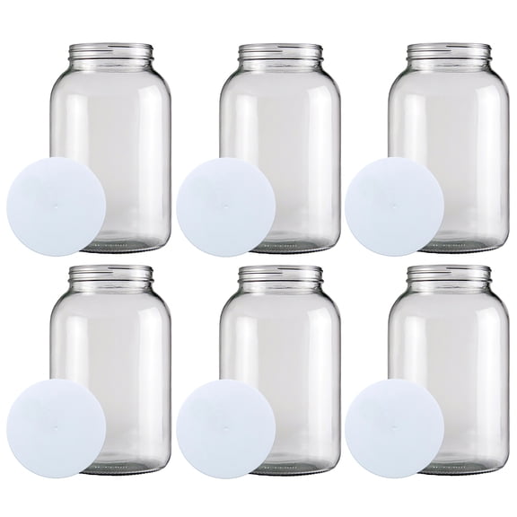One Gallon Wide Mouth Glass Jar with Lid-Set of 6