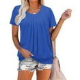 thumbnail image 5 of UAMVSH Womens T Shirts Short Sleeve Pleated Dressy Casual Scoop Neck Fashion Summer Tops Blouses, 5 of 7