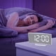thumbnail image 5 of Despertador digital espejo – Pantalla LED Reloj electrónico • Diseño moderno y elegante • Control por voz • Brillo ajustable • Montaje de escritorio o de pared • Incluye base y cable USB, 5 of 8