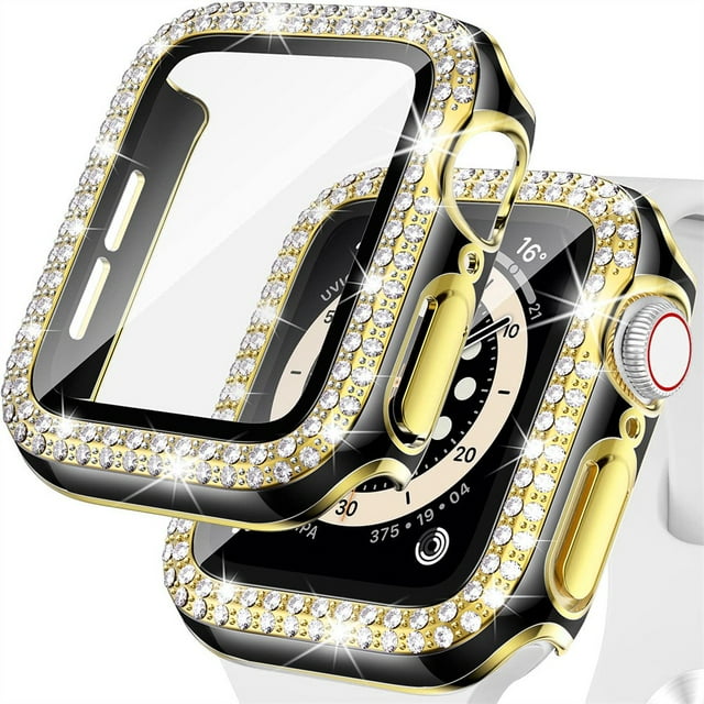 Étui Rigide en PC avec Protecteur d'Écran en Verre Trempé pour Apple Watch SE, Étui de Protection Intégrale pour iWatch 42 mm, Protecteur Bling à Diamants Compatible avec Séries 3 2/1 42 mm