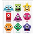 thumbnail image 3 of Ambesonne Science Shower Curtain, Shapes with Funny Faces, 69"Wx84"L, Green and Purple, 3 of 3