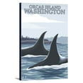 thumbnail image 1 of Orca Whales #1 - Orcas Island, Washington - LP Original Poster (16x24 Gallery Wrapped Stretched Canvas), 1 of 4