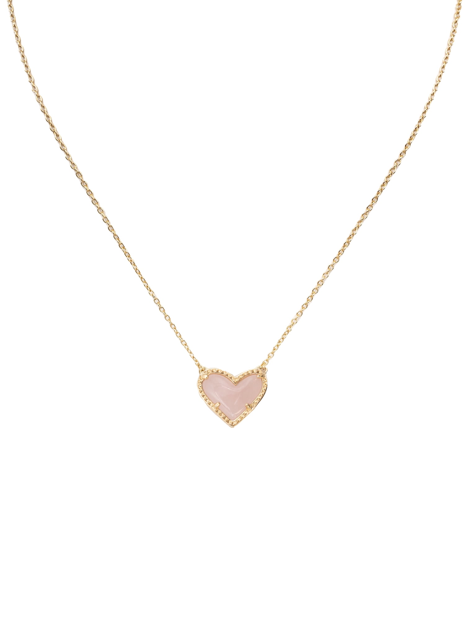 Kendra Scott Ari Heart Gold Pendant Necklace in Rose Quartz