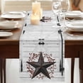 thumbnail image 3 of Table Runners 60 Inches Long Dress Scarves, Texas Star Retro Farmhouse Kitchen/Dining Table Runner, Small Coffee Tablerunners, Vintage Brown Red Berry Wooden 13x60 Inch, 3 of 9