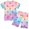 thumbnail image 4 of QEFJNO Kids Girls Pajamas Set 2 PCS Short Sleeve Top and Shorts Pants for Toddler Girls Unicorn Pjs Size 3-8Y, 4 of 8