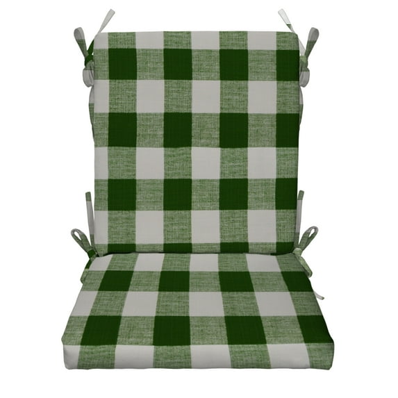 RSH Décor Indoor Outdoor Foam High Back Chair Cushion, Green Buffalo Plaid