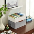 thumbnail image 4 of DECOMOMO Storage Box with Lid, Decorative Box, Large Storage Bins with Lid (Grey & White, 3 Pack with Flip Lid), 4 of 5