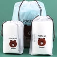 thumbnail image 1 of Bolsa con cordón de oso de dibujos animados esmerilado, toalla de cara, toalla de baño, bolsa de almacenamiento de viaje con cordón, 1 of 6